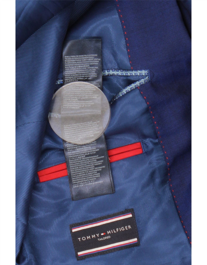 Giacca blazer a 2 bottoni da uomo Tommy Hilfiger IT 46 piccola lana vergine blu