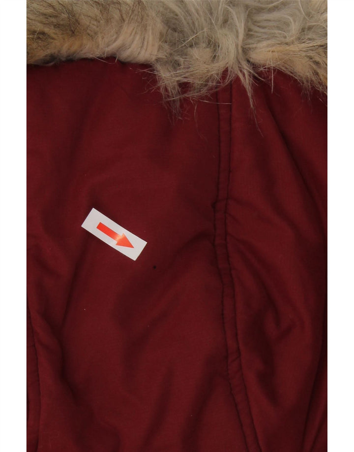 FAT FACE Gilet imbottito con cappuccio da donna UK 12 Poliestere bordeaux medio