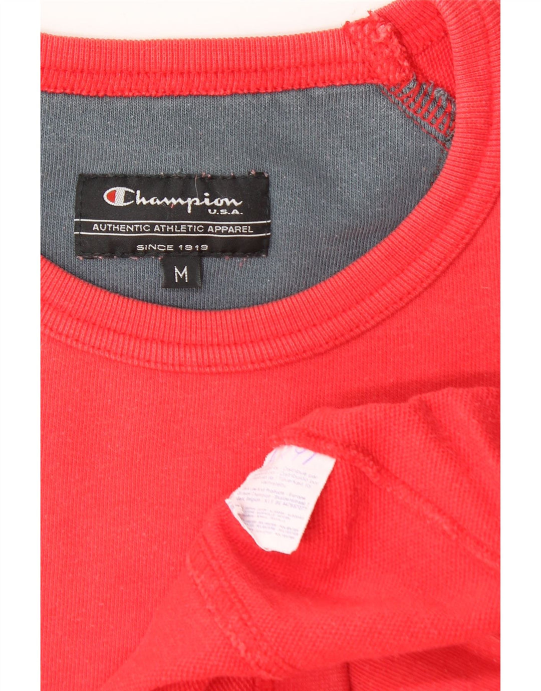Champion Top grafico da uomo a maniche lunghe in cotone rosso medio