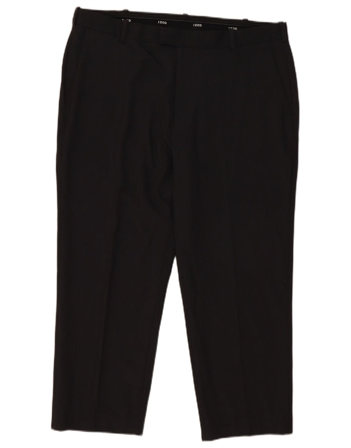 Pantaloni da abito dritti corti da uomo Izod W36 L25 poliestere grigio