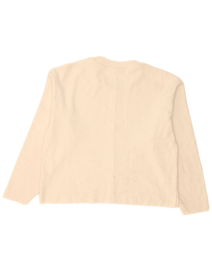 Maglione maglione girocollo oversize da donna Zara UK 10 piccolo bianco sporco