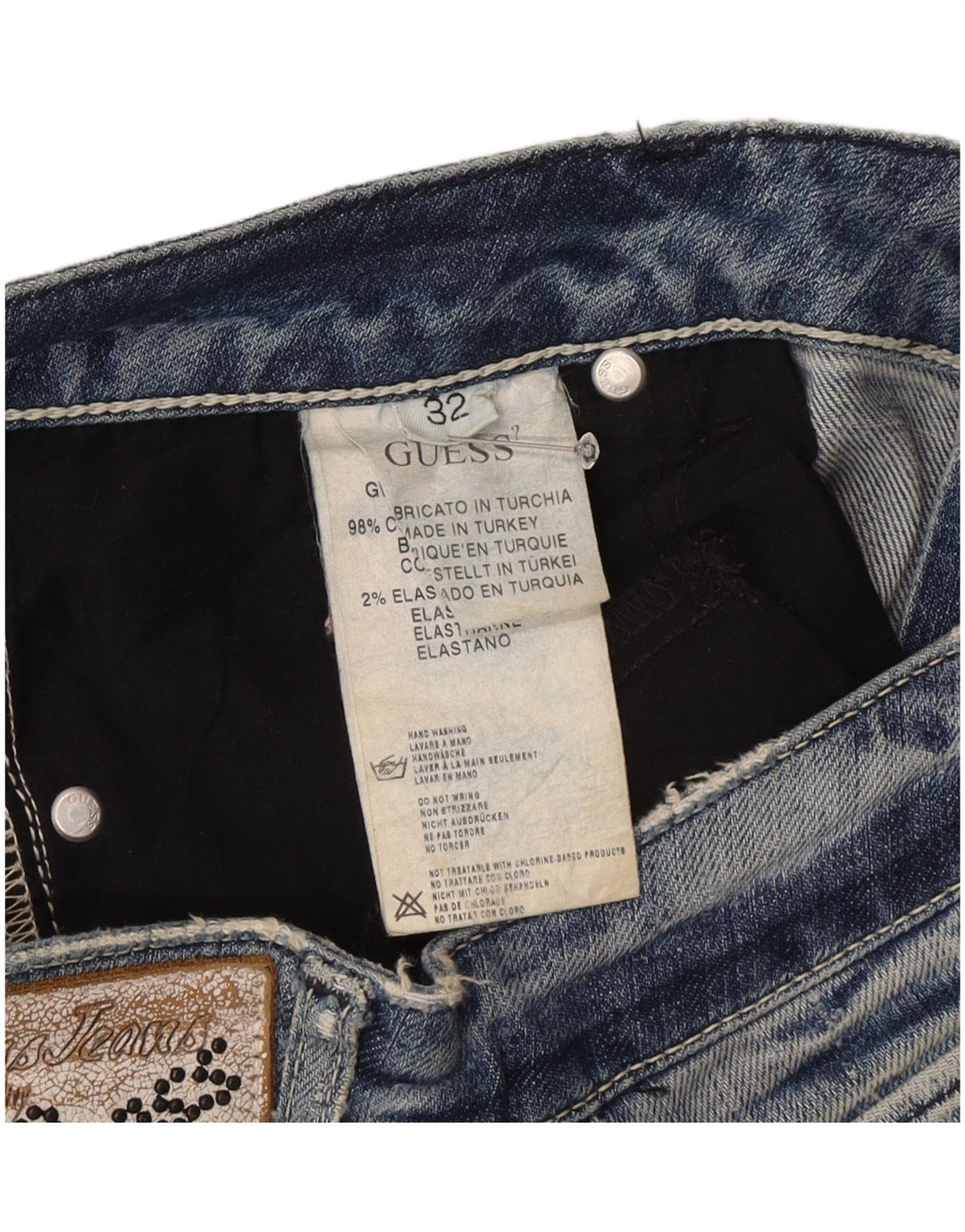 Jeans dritti da donna Guess W32 L27 cotone blu