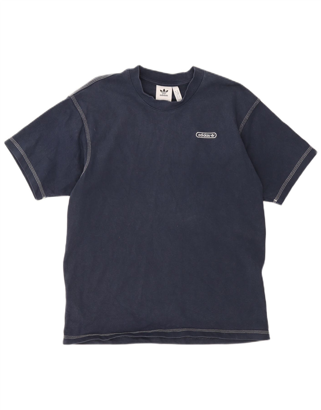 T-shirt da uomo Adidas Top media in cotone blu navy