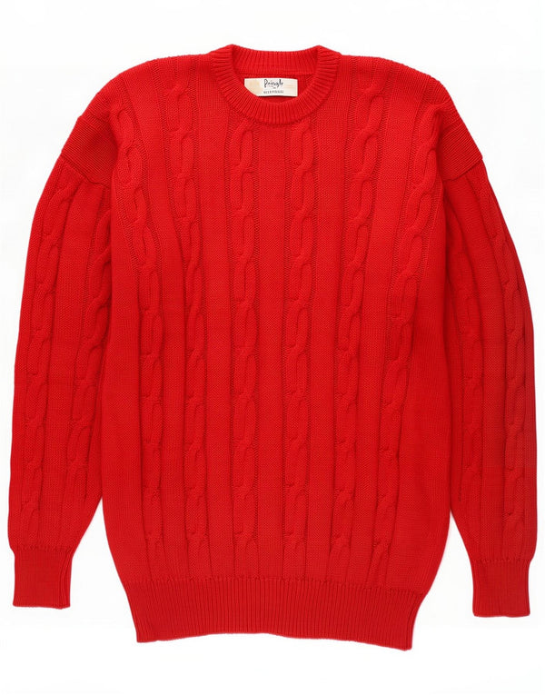 Pringle Maglione girocollo da uomo girocollo grande in cotone rosso