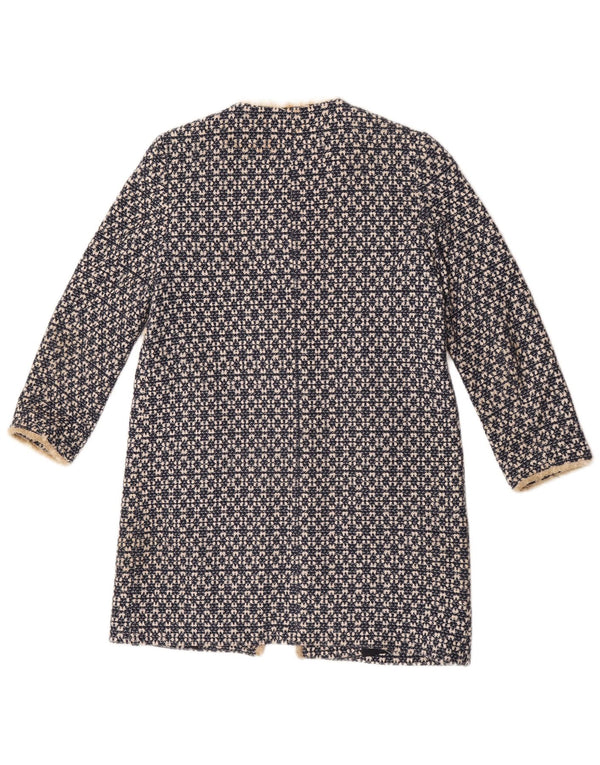 Soprabito aperto da donna Zara UK 12 cotone geometrico blu navy medio