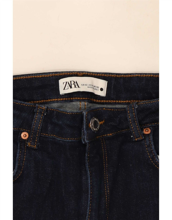 Jeans svasati da donna Zara EU 42 Large W32 L30 cotone blu navy