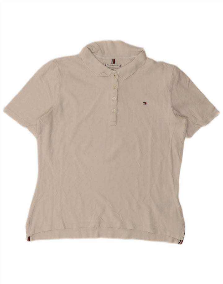 Polo da donna vestibilità regolare Tommy Hilfiger UK 14 cotone bianco medio