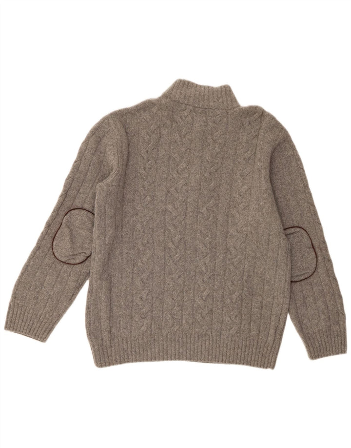 Gant Maglione da uomo con zip e collo 2XL in lana merino grigia