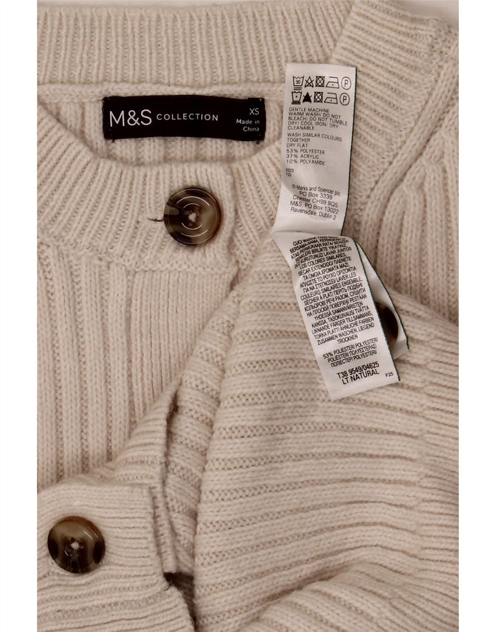 Maglione cardigan da donna Marks & Spencer UK 6 XS poliestere bianco