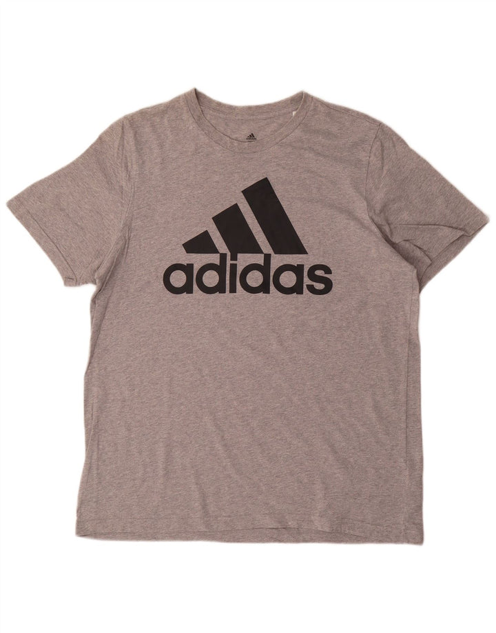 T-shirt grafica da uomo ADIDAS Top grande in cotone grigio