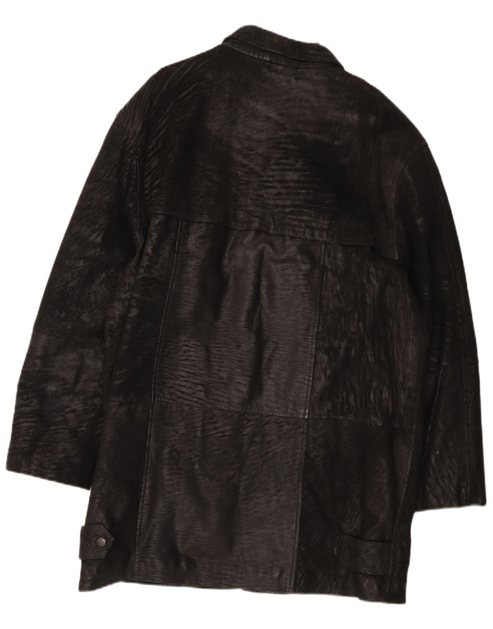 Cappotto in pelle da uomo Carlo Santini UK 44 2XL Pelle nera