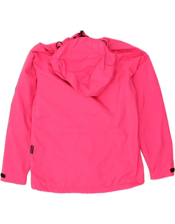 JACK WOLFSKIN Womens Hooded Rain Jacket UK 12 Medium  Pink Polyester Vintage Jack Wolfskin and Second-Hand Jack Wolfskin from Messina Hembry 