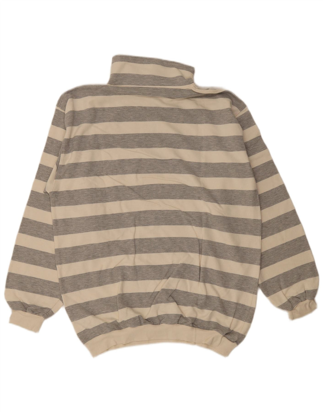 Trigema Felpa da uomo con zip e collo maglione XL in cotone a righe grigie