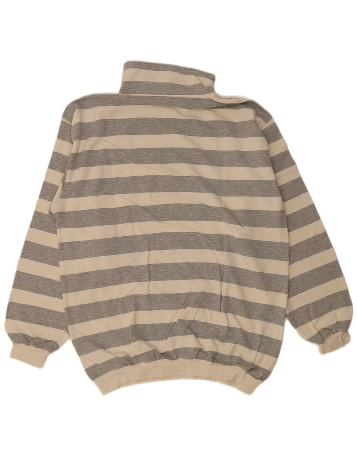 Trigema Felpa da uomo con zip e collo maglione XL in cotone a righe grigie