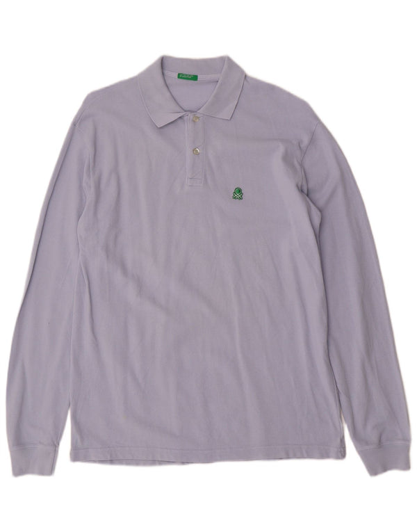 Polo Manica Lunga Benetton Bambino 11-12 Anni XL Cotone Blu