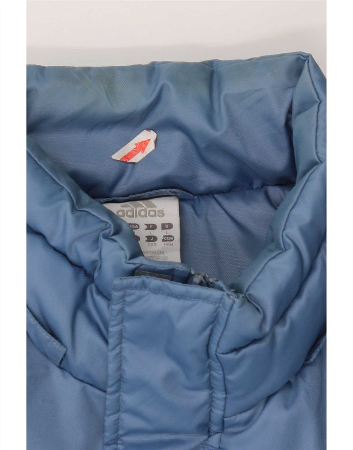 Giacca imbottita da uomo Adidas UK 40 Large Blu Colourblock Nylon