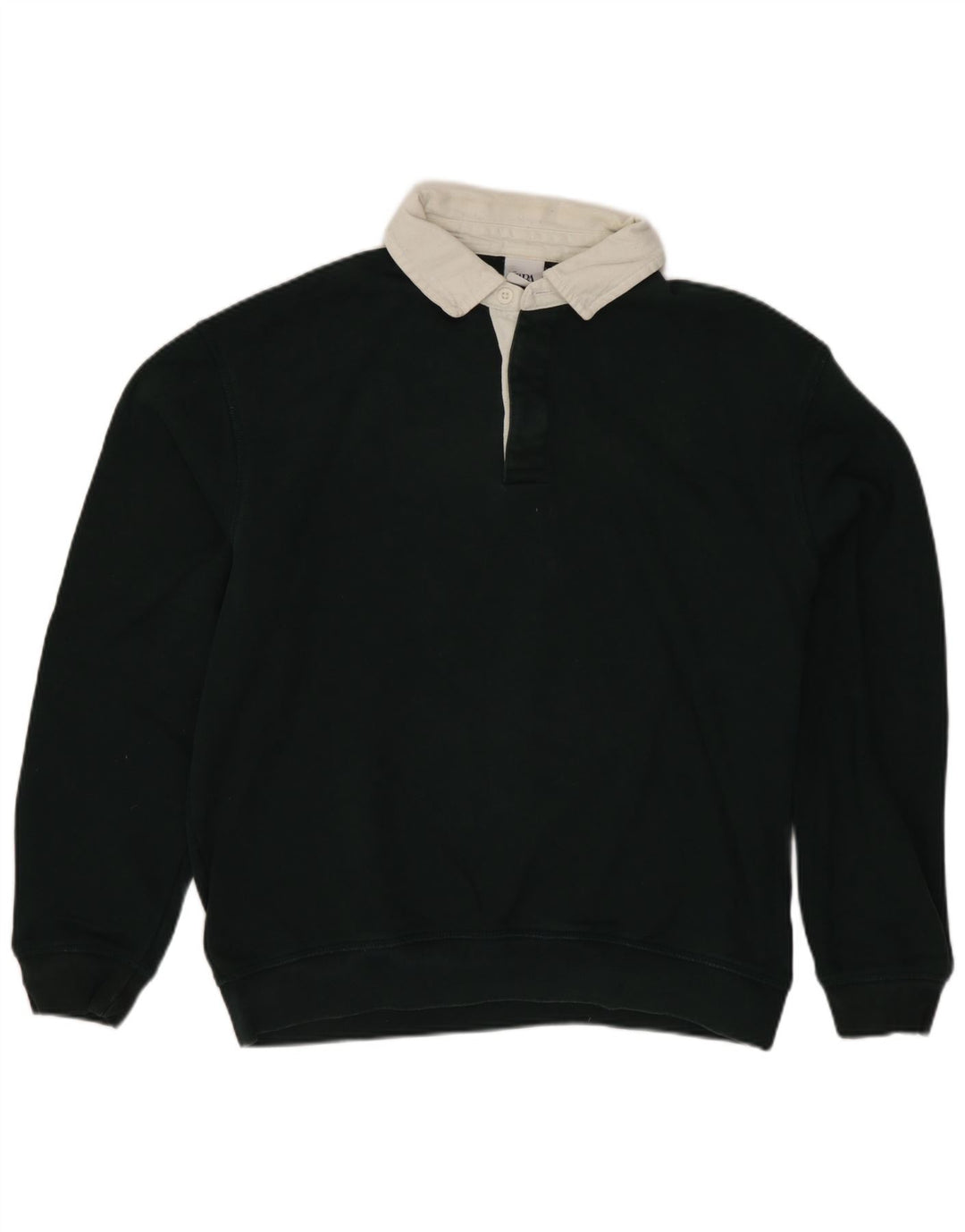 Felpa Zara da uomo con collo alto, maglione piccolo verde a blocchi di colore