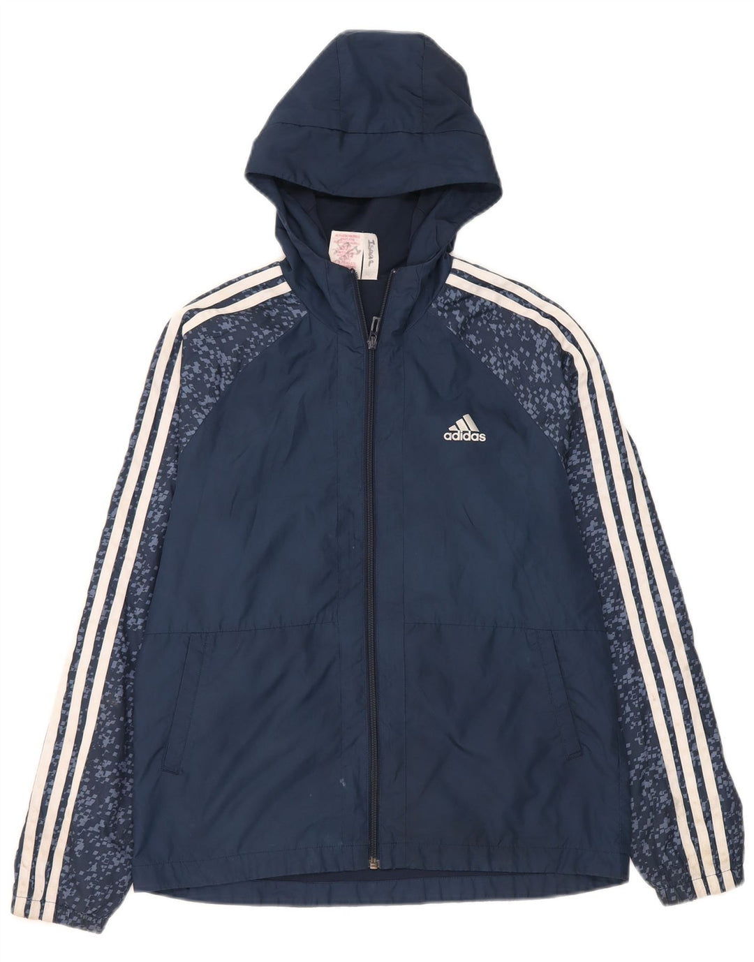 Giacca da ginnastica con cappuccio Adidas da ragazzo 13-14 anni in poliestere blu navy