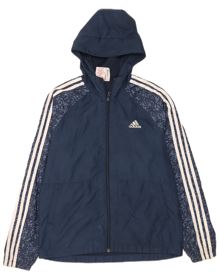 Giacca da ginnastica con cappuccio Adidas da ragazzo 13-14 anni in poliestere blu navy