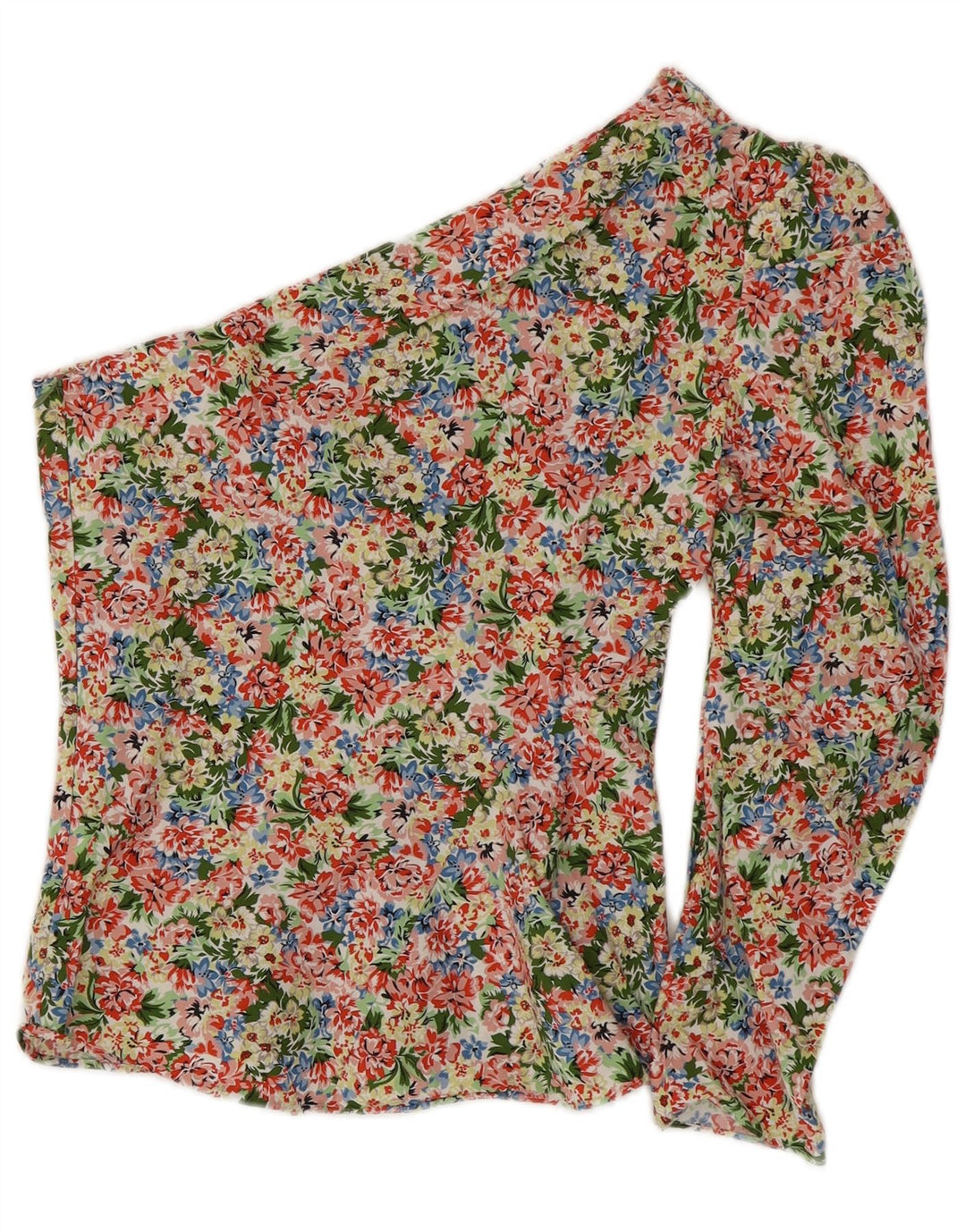 Top monospalla da donna ZARA UK 8 piccolo cotone floreale multicolore