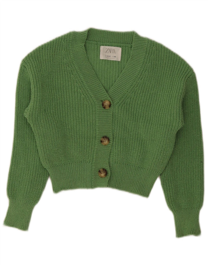 Maglione cardigan corto per ragazze Zara 9-10 anni in poliestere verde