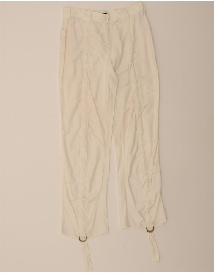 TRUSSARDI Womens Straight Casual Trousers IT 44 Medium W32 L32 Off White Vintage Trussardi and Second-Hand Trussardi from Messina Hembry 