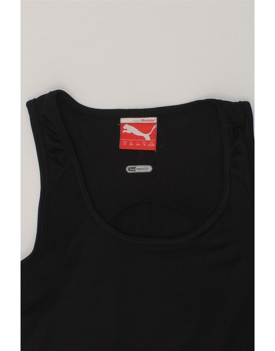 PUMA Girls Vest Top UK 24-26 7-8 Years Black | Vintage Puma | Thrift | Second-Hand Puma | Used Clothing | Messina Hembry 