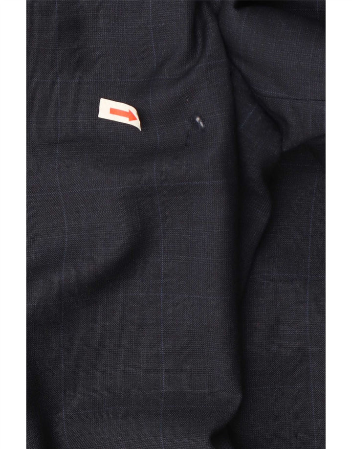 Giacca blazer a 2 bottoni da uomo Marks & Spencer UK 46 XL lana a quadri blu navy