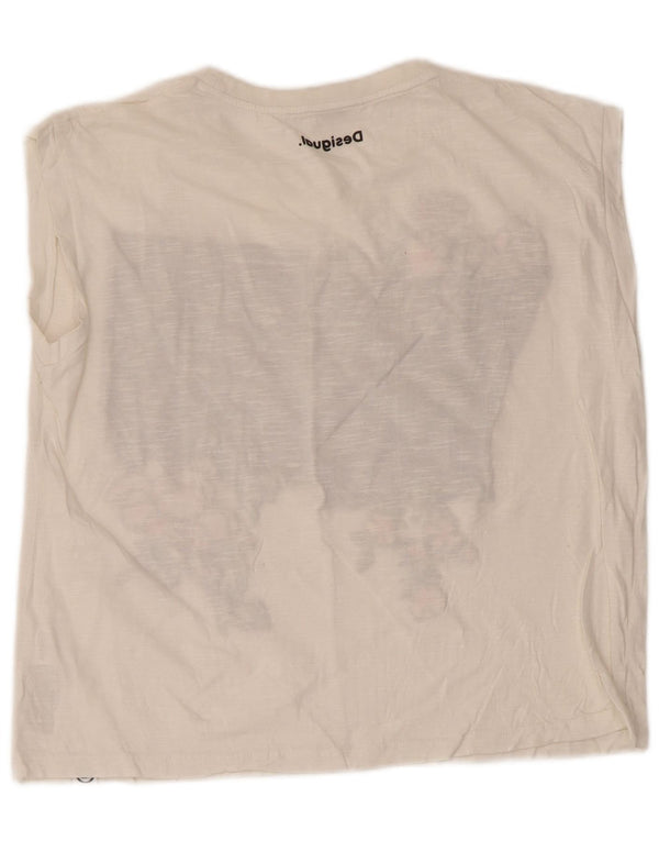 Desigual Canotta grafica oversize da donna UK 6 XS Cotone bianco