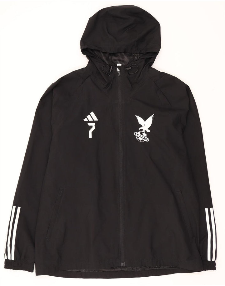 Giacca antipioggia con cappuccio grafico da uomo Adidas UK 42 XL poliestere nero