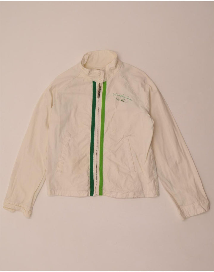Bomber grafico da donna Murphy & Nye UK 16 grande cotone bianco