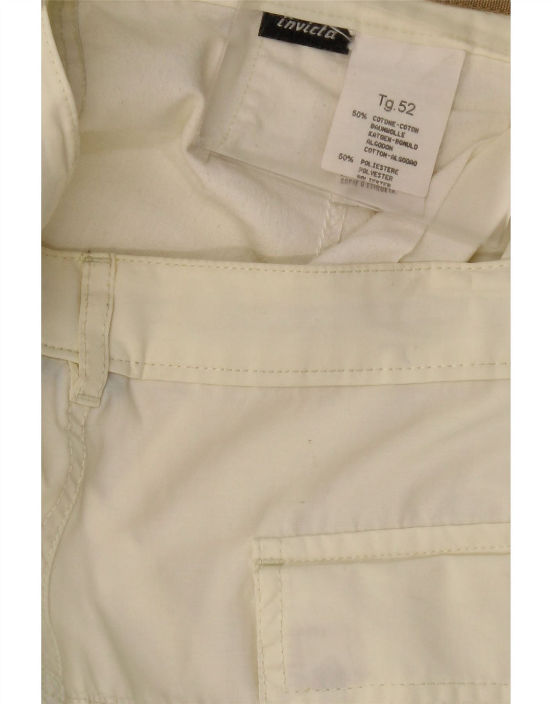 INVICTA Mens Cargo Shorts IT 52 XL W34 Off White Cotton Vintage Invicta and Second-Hand Invicta from Messina Hembry 