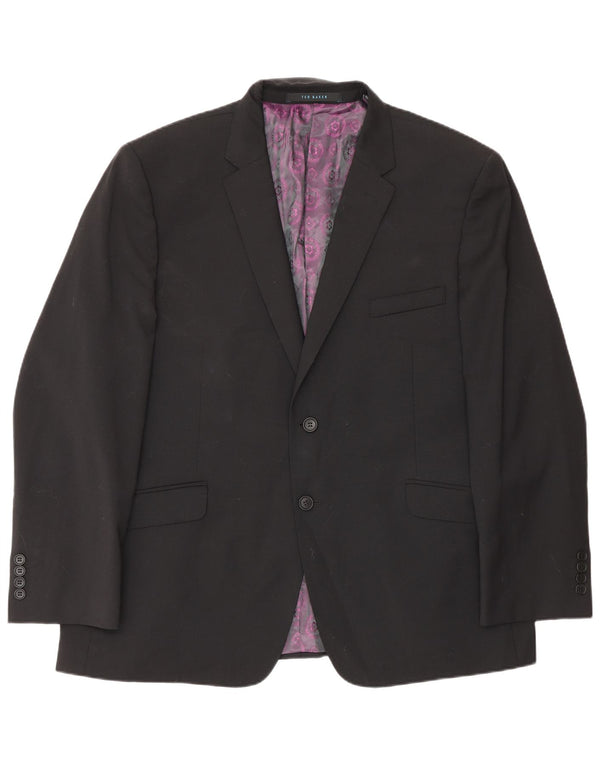 Giacca blazer da uomo slim fit a 2 bottoni Ted Baker UK 46 3XL lana nera