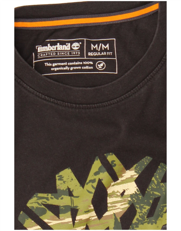 TIMBERLAND Mens Regular Fit Graphic T-Shirt Top Medium Black Cotton