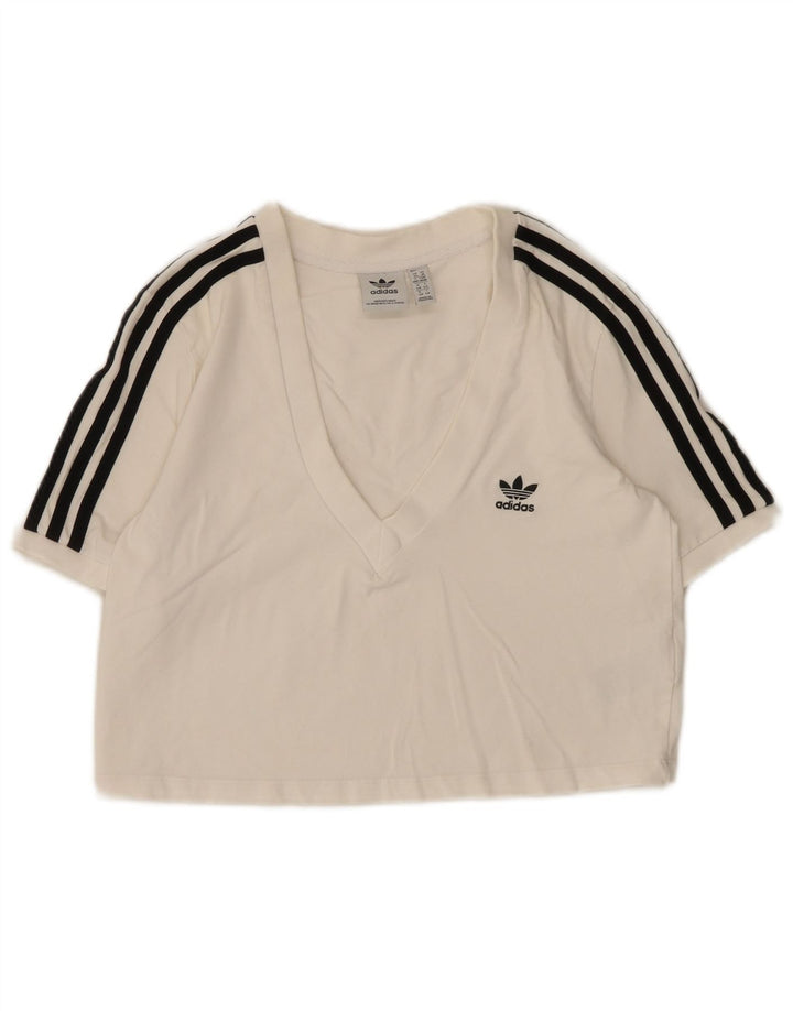 T-shirt corta da donna Adidas UK 14 cotone bianco medio