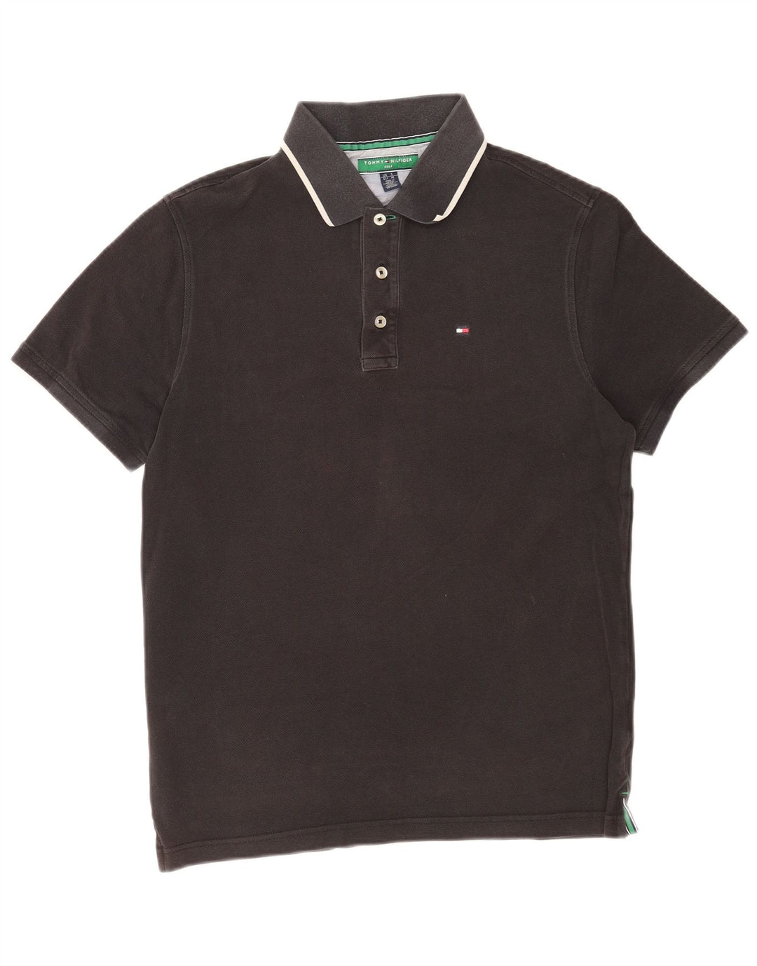 Polo da uomo Tommy Hilfiger in cotone a righe nere medie