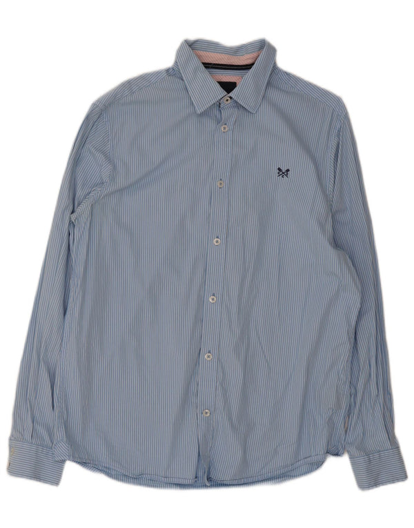 Crew Clothing Camicia da uomo dal taglio classico in cotone a righe blu medio