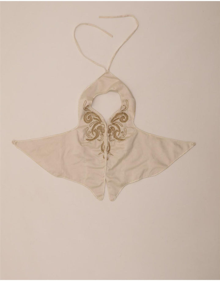 Top alla caviglia corto da donna con motivo astratto VINTAGE UK 12 bianco medio