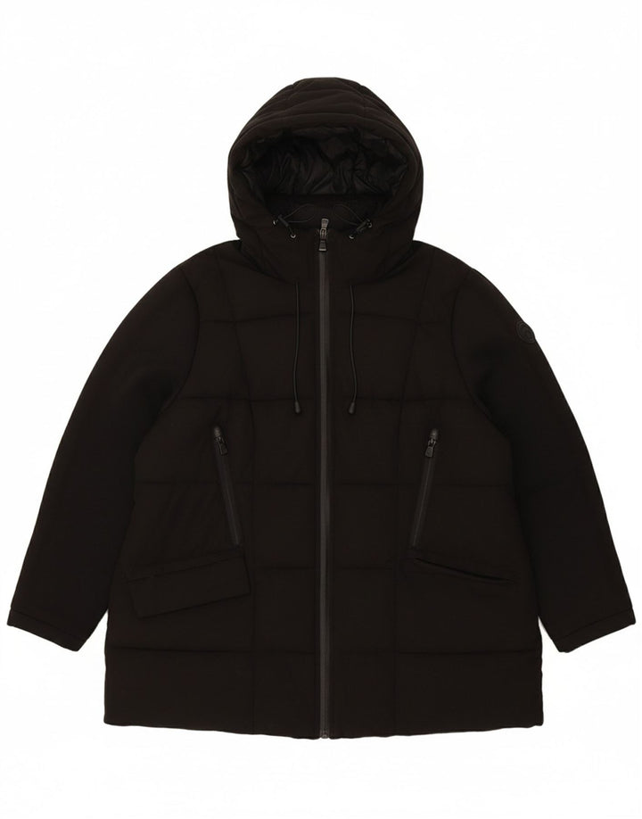 MICHAEL KORS Womens Hooded Padded Jacket UK 18 XL Black Polyester