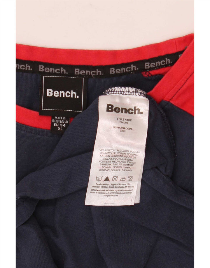 Panca Top grafico da uomo a maniche lunghe XL in cotone color block blu navy