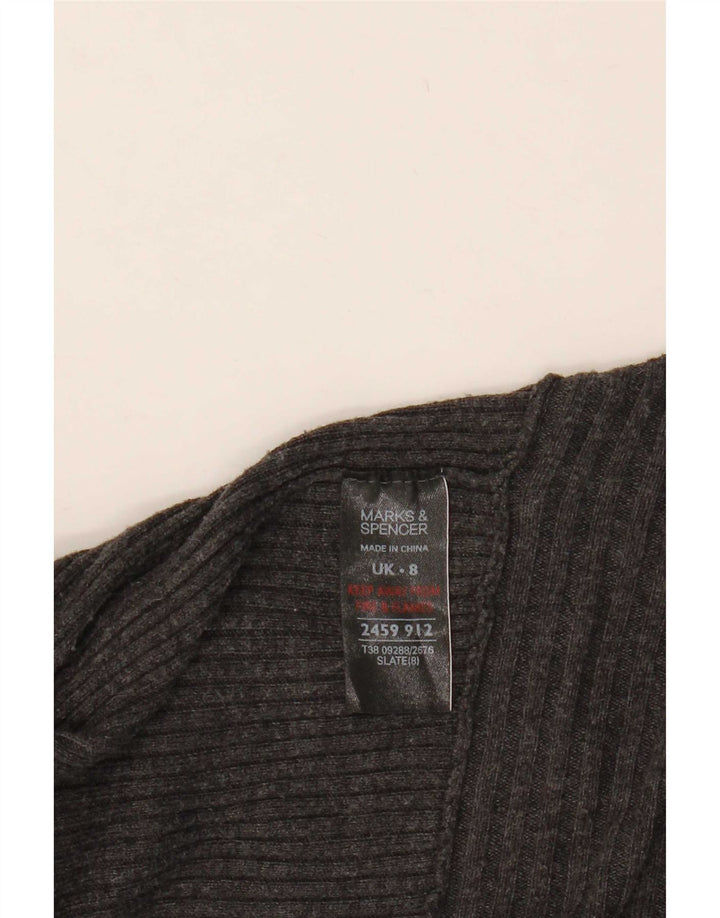 Maglione cardigan aperto lungo da donna Marks & Spencer UK 8 piccolo grigio