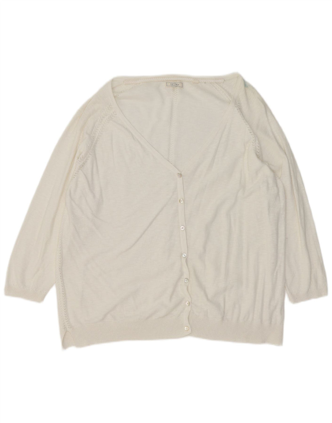 Maglione cardigan con maniche a 3/4 da donna Fat Face UK 16 Large Bianco