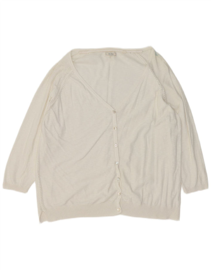 Maglione cardigan con maniche a 3/4 da donna Fat Face UK 16 Large Bianco