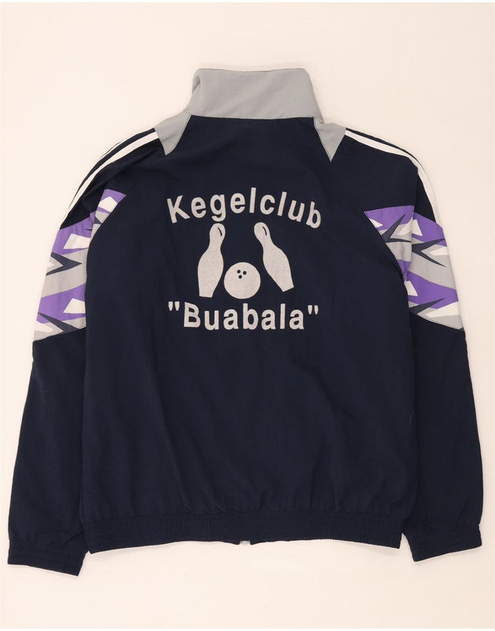 Giacca da ginnastica grafica da uomo Adidas XL in poliestere color block blu navy