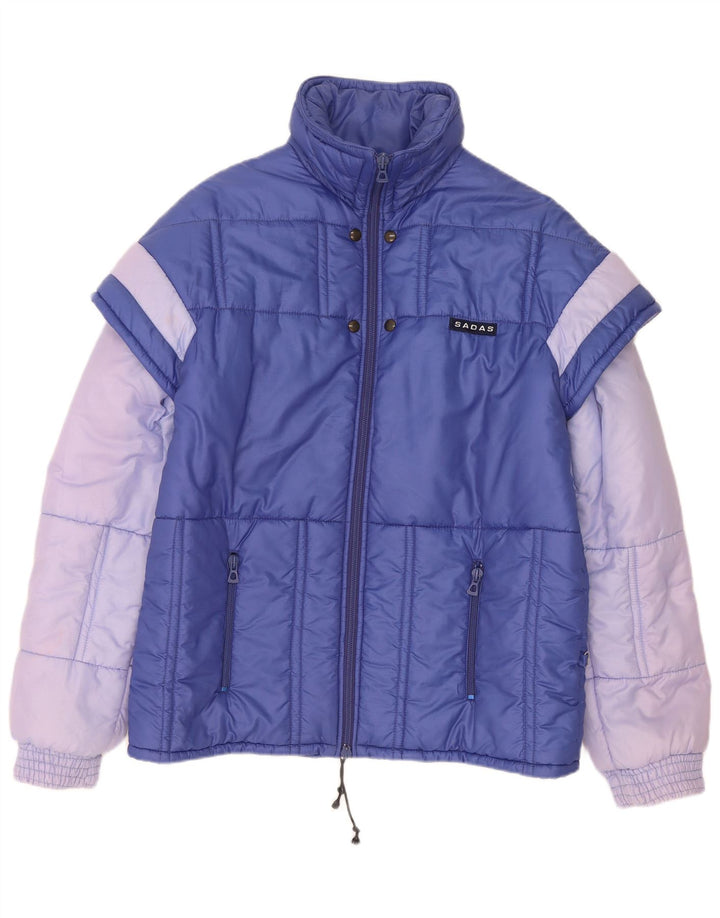 Giacca imbottita vintage da uomo IT 48 Poliammide color block blu medio
