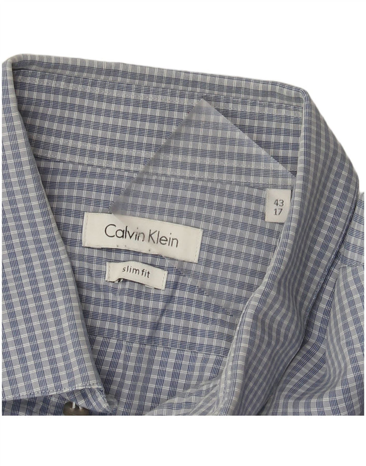 Camicia slim fit da uomo Calvin Klein taglia 43 17 XL a quadri blu