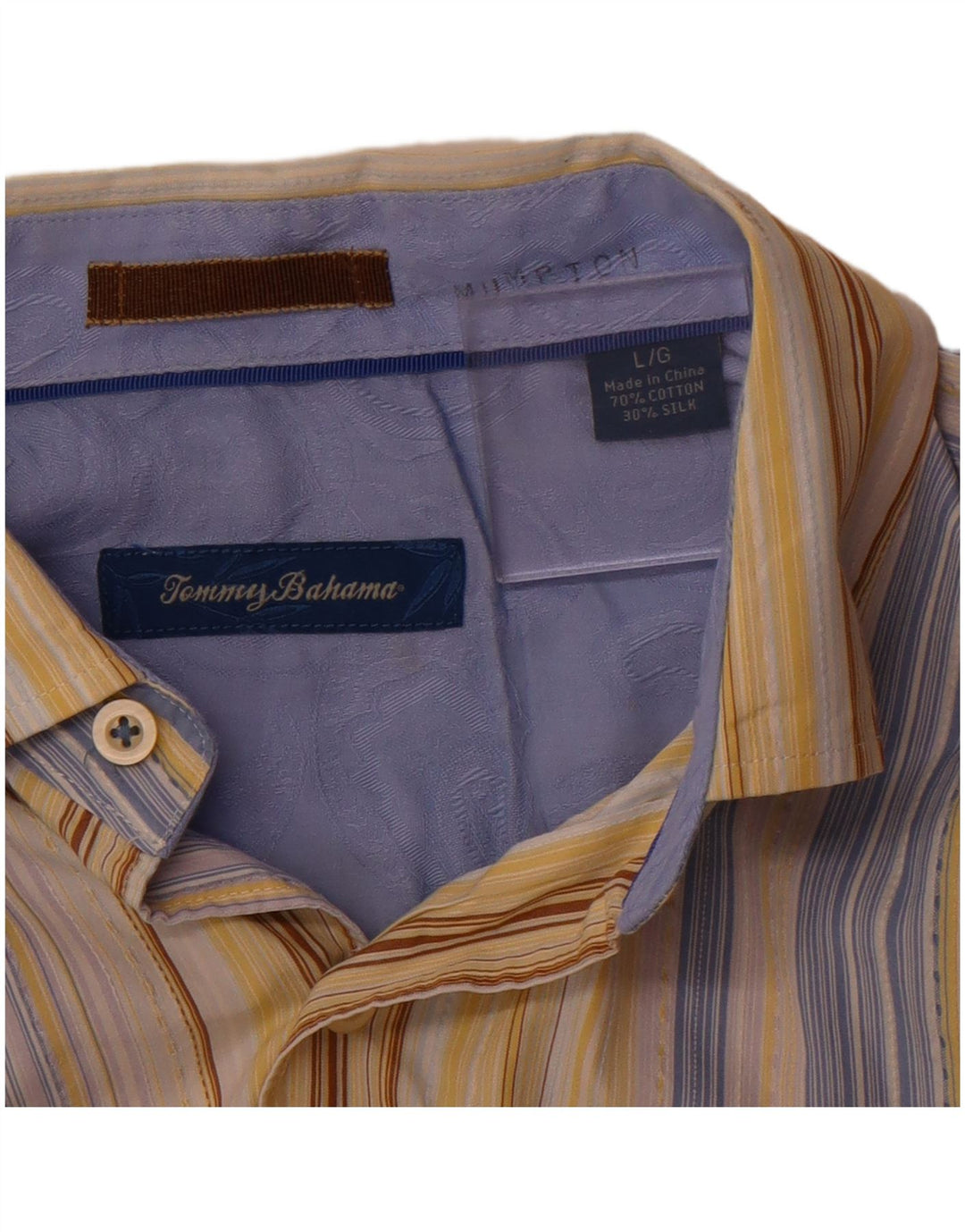 Camicia da uomo Tommy Bahama in cotone a righe grandi gialle
