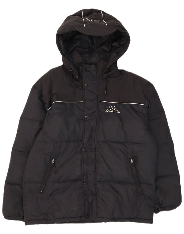 Giacca imbottita con cappuccio grafico da uomo Kappa UK 42 XL nylon blu navy