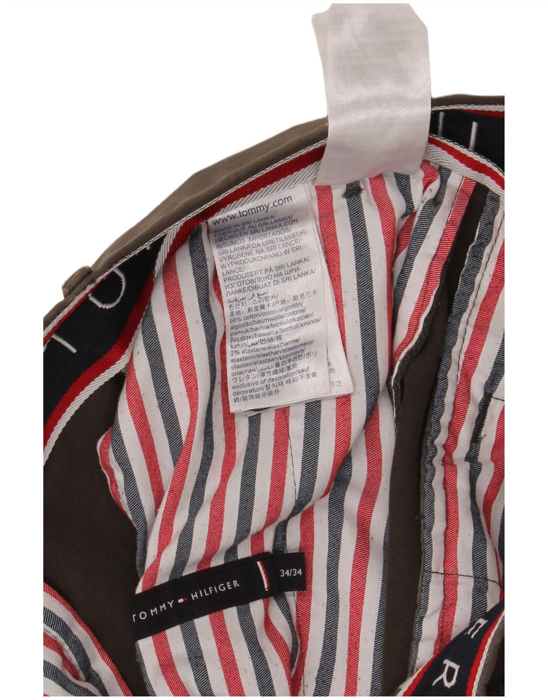 TOMMY HILFIGER Pantaloni chino slim da uomo W34 L34 cotone grigio