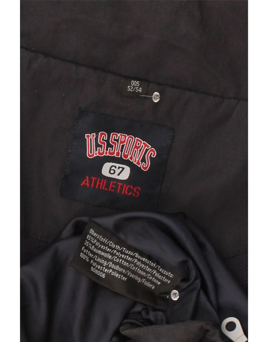 VINTAGE Mens Graphic Windbreaker Jacket EU 52/54 XL Black Polyester